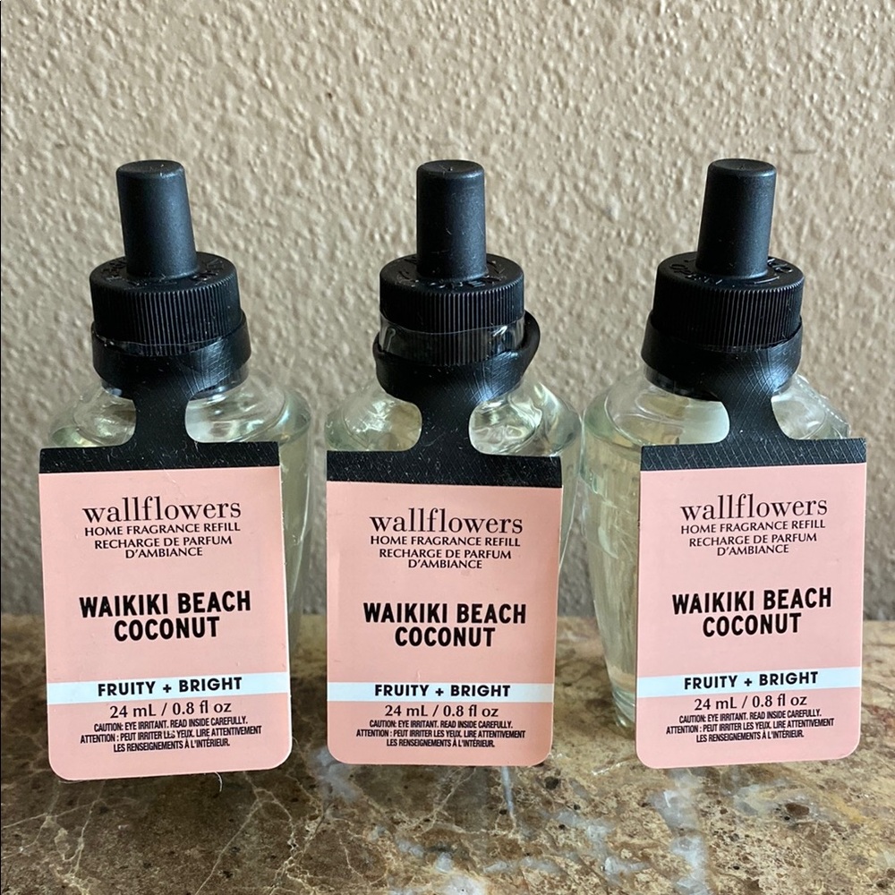 “WAIKIKI BEACH COCONUT” B&BW (3)-Wallflowers Home Fragrance Refills, 0.8 oz, NWT